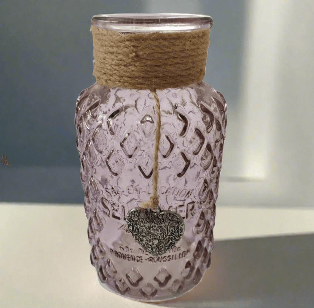 Pink Glass Bottle with heart charm