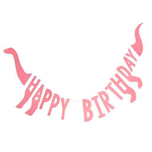 Pink Happy Birthday Dinosaur Shaped Bunting - Must Love Party