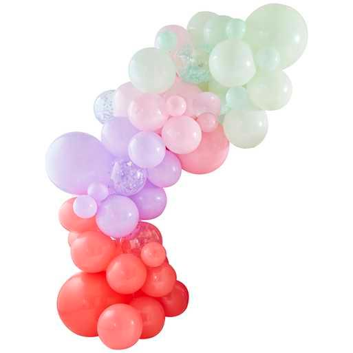 Pink, Lilac, Pastel Green and Confetti Balloon Arch - Must Love Party