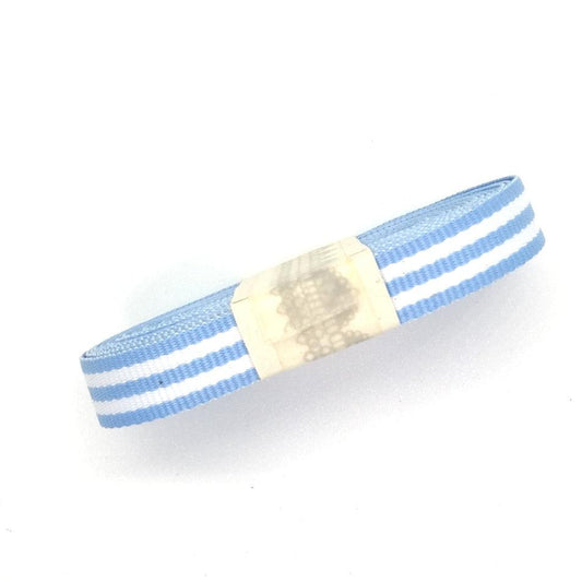 Striped Ribbon - Natural White / Blue