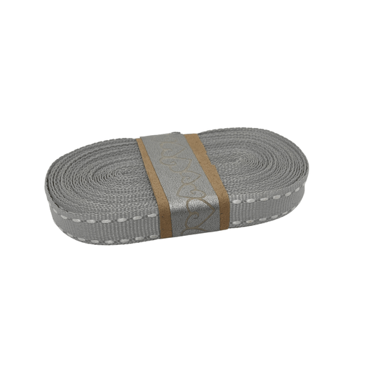 Saddle Stitch Ribbon - Light Grey with White