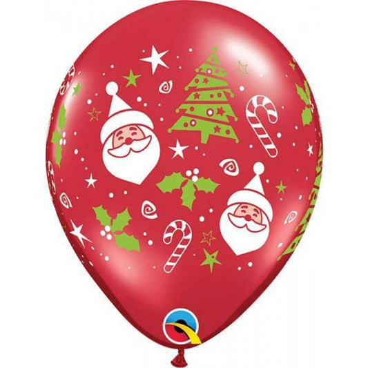 Ruby Red Santa & Xmas Tree Latex Balloons