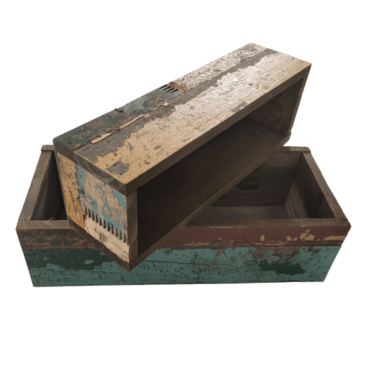 Set of 2 Rustic Wooden Boxes