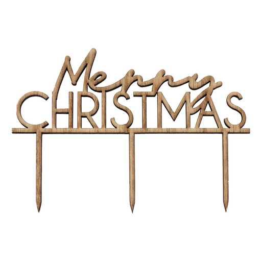 Wooden Merry Christmas Cake Topper