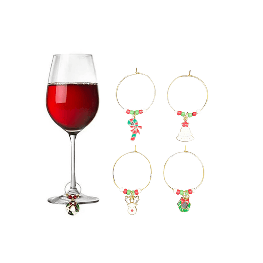 Zinc Alloy & Bead Wine Glass Christmas Decorations