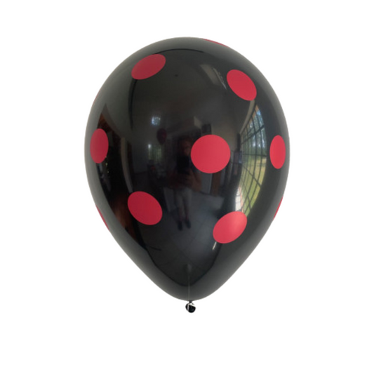 Red Polka Dots on Black Balloons