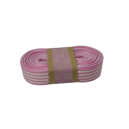 Ribbon - Petersham Striped - Pink / White