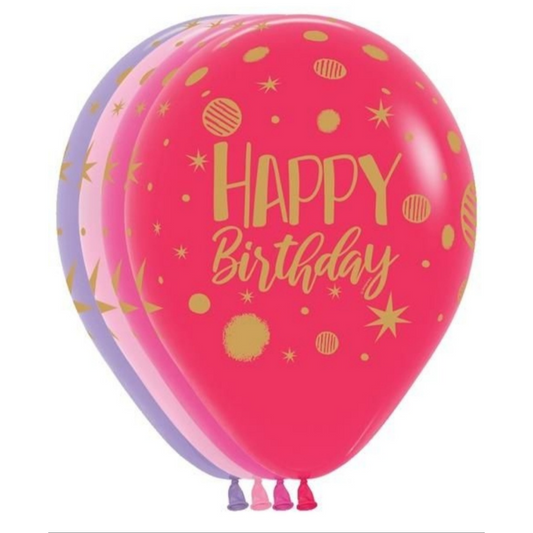 All Over Sparkles Happy Birthday Balloons (3 x Per Pack) (SELECT YOUR COLOUR)