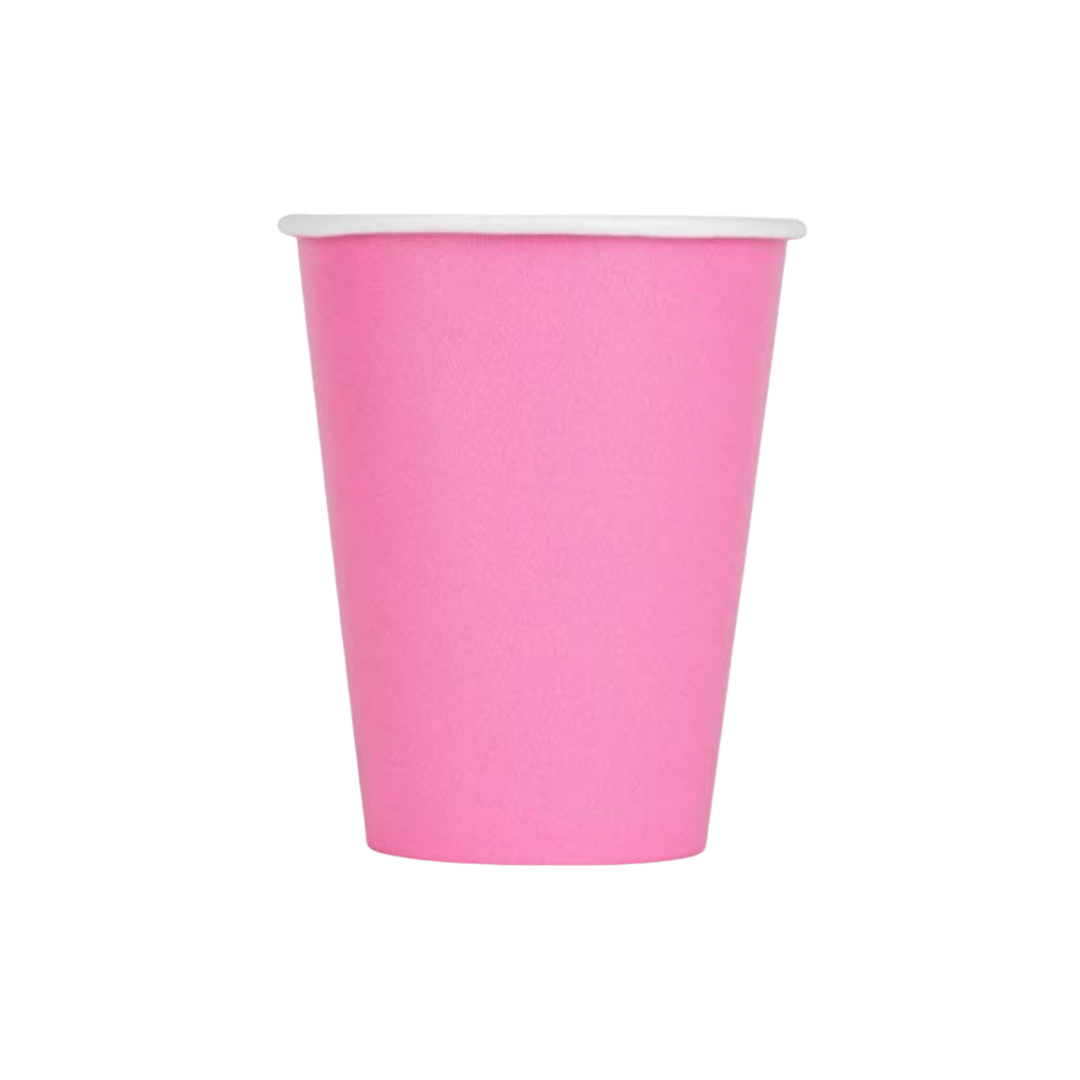 Plain Candy Pink Paper Cups (8)