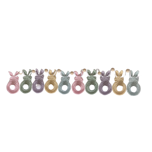 Pastel Crocheted Bunny & Wooden Beads Garland