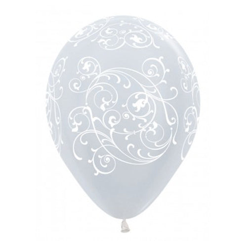 Balloons - Satin Pearl White Filigree (3) - Must Love Party