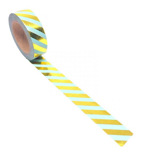 Washi Tape - Foil - Blue with Gold Stripes - Must Love Party