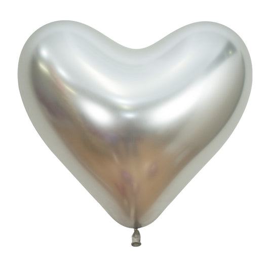Silver Chrome Heart Shaped Balloon