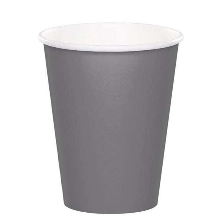 Plain Glamour Grey Paper Cups - Must Love Party