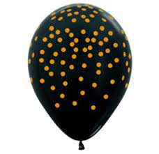 All over Gold Dots on Metallic Black Balloons