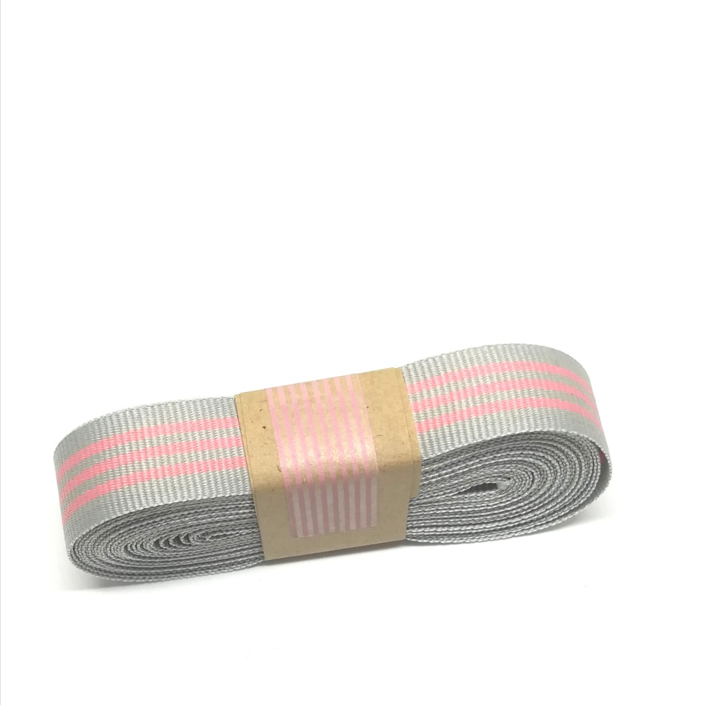 Ribbon - Petersham Striped  - Silver Grey / Eland Pink - Must Love Party