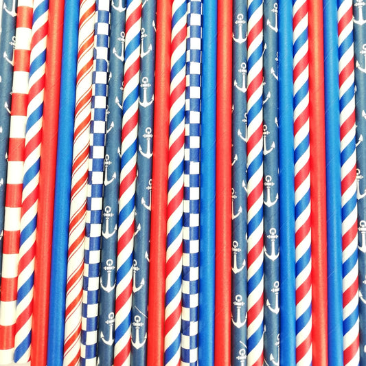 Pop of Colour -  Nautical Paper Straws - Must Love Party