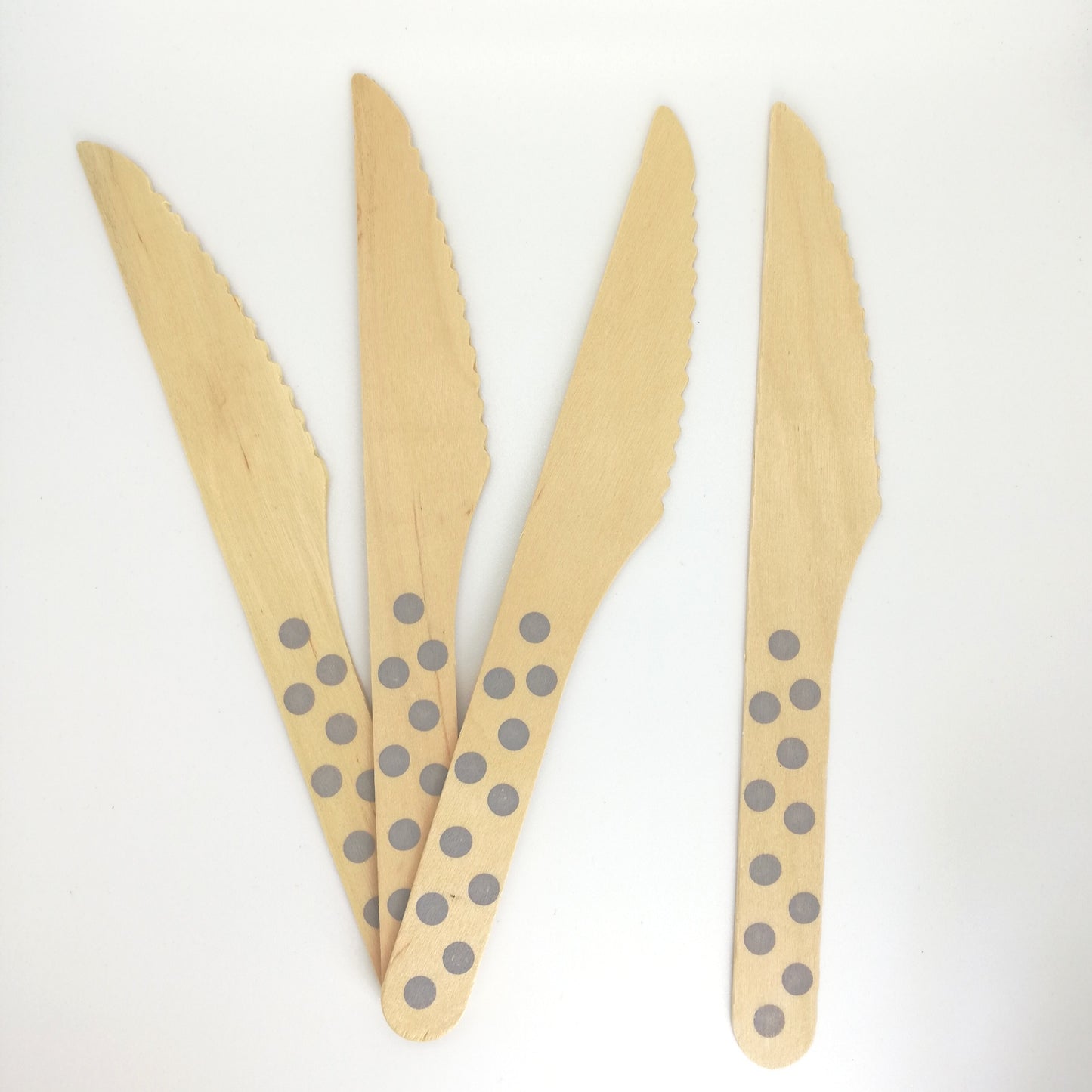 Wooden Cutlery - Grey Dotted Knives
