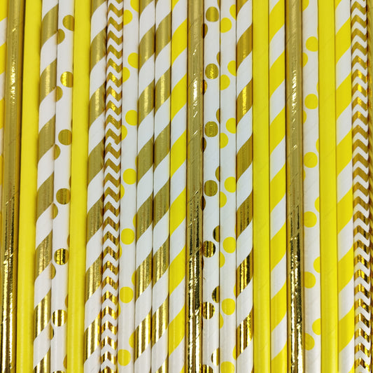 Pop of Colour - Golden Glow Paper Straws - Must Love Party