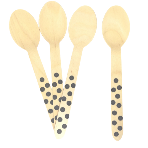 Wooden Cutlery - Black Dotted Spoons