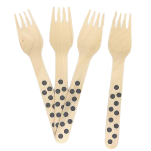 Wooden Cutlery - Black Dotted Forks
