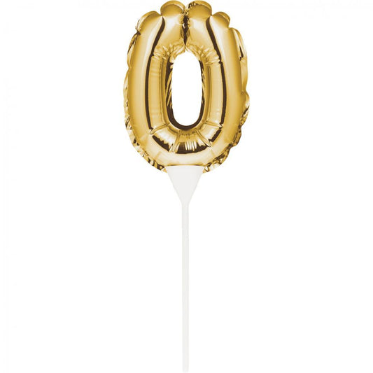 Mini Gold Zero Balloon Cake Topper - Must Love Party