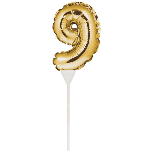 Mini Gold Nine Balloon Cake Topper - Must Love Party