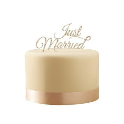 Silver Just Married Cake Topper - Must Love Party