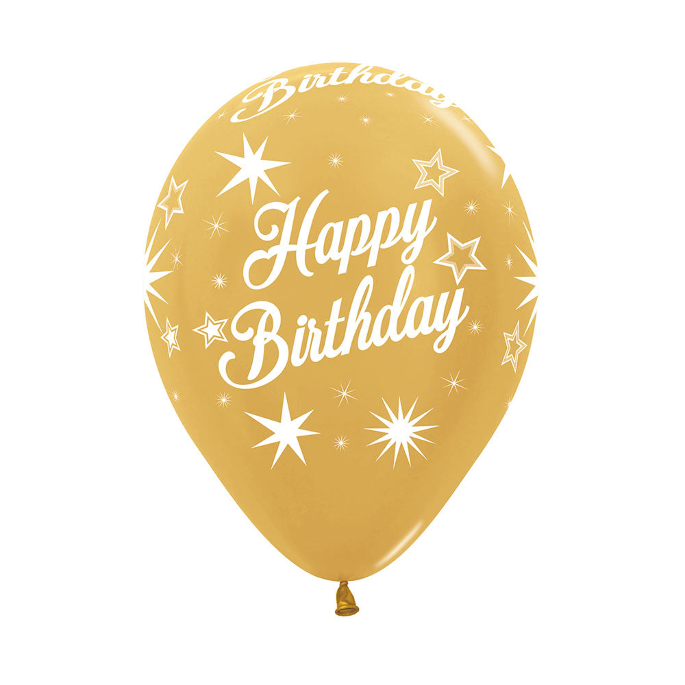 Metallic Gold Happy Birthday Sparkles Balloons (3)