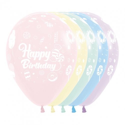 Assorted Pastel Happy Birthday Sweet Balloons (5)