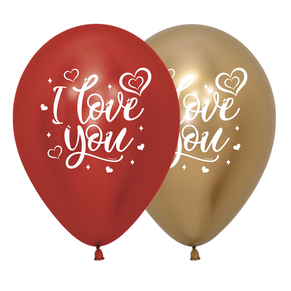 I Love you Red and Gold Chrome Latex Balloons (2)