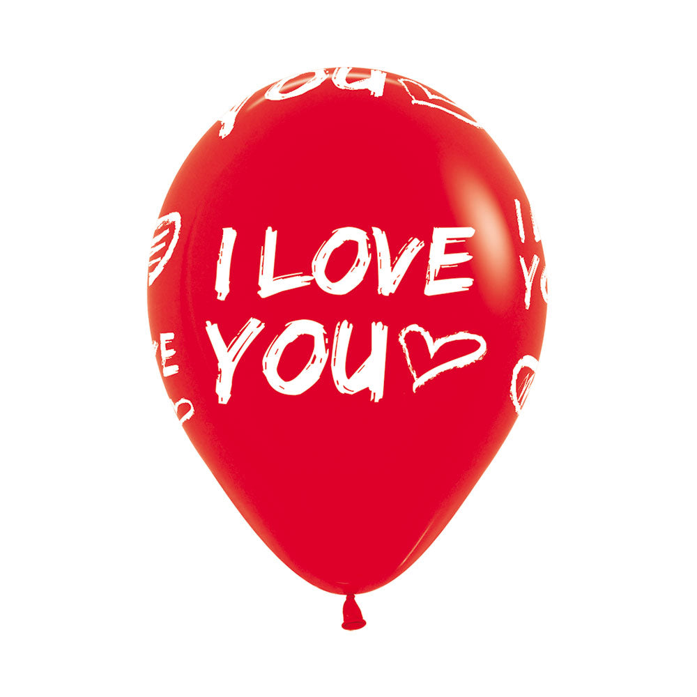 I love You on Red Latex Balloons