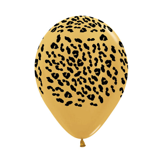 Metallic Gold Leopard Print Latex Balloons (3)