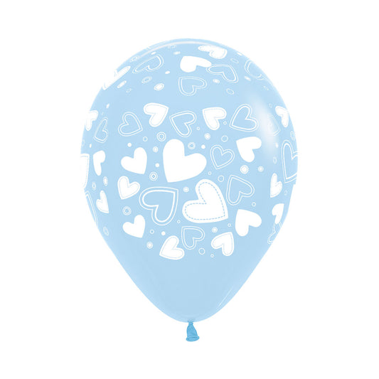 Pastel Matte Blue Heart Balloons (3)