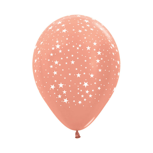 Balloons - Metallic Pearl Rose Gold with Stars (3) - Must Love Party