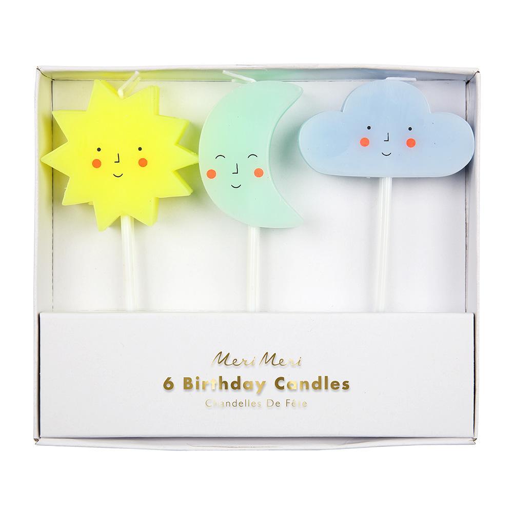 Sun Moon & Cloud Candles (6) - Must Love Party
