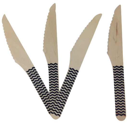 Wooden Cutlery - Black Chevron Knife - Must Love Party