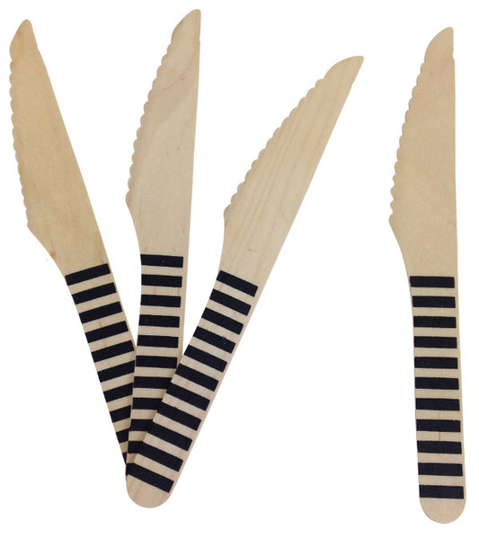 Wooden Cutlery - Black Striped Knives - Must Love Party