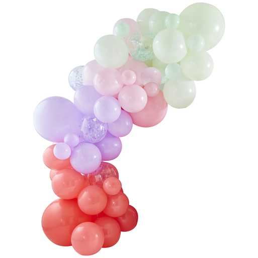 Pink, Lilac, Pastel Green and Confetti Balloon Arch