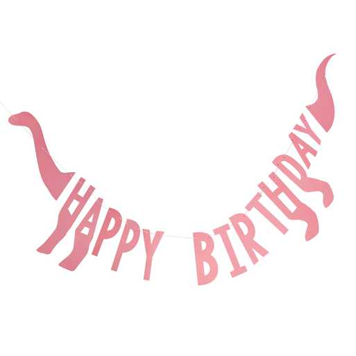 Pink Happy Birthday Dinosaur Shaped Bunting