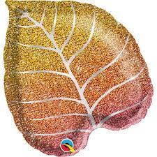 Fall Glittergraphic Ombre Leaf Foil Balloon