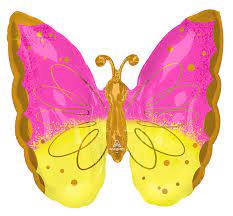 Pink and Yellow Butterfly Foil Balloon