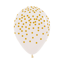 All over Printed Golden Confetti on Crystal Clear Balloons - Must Love Party