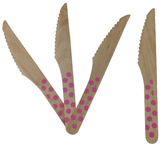 Wooden Cutlery - Baby Pink Dotted Knives - Must Love Party