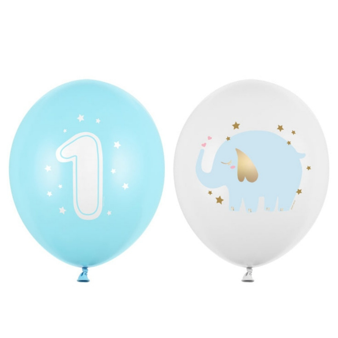 Elephant 1 Year Balloons Blue