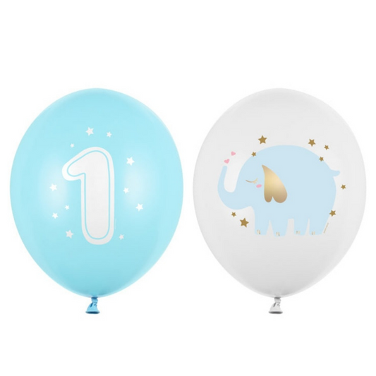 Elephant 1 Year Balloons Blue (2)