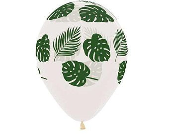 Tropical Leaves on Clear Balloon Bouquet (3) - Must Love Party